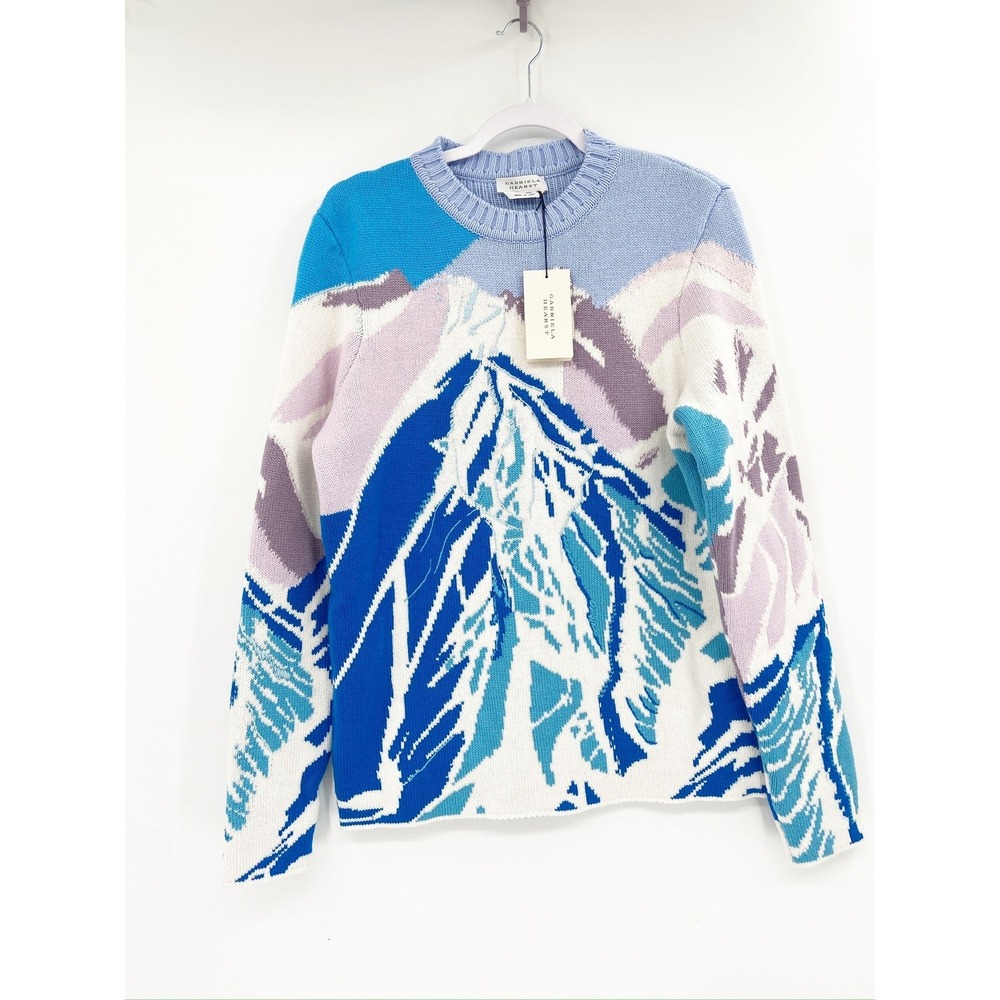 Gabriela Hearst Ines Crew Neck Sweater Size L Blue Aspen Cashmere Mountain